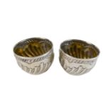Pair of Victorian Sterling Silver Bowls, spiral fluted, Charles Stuart Harris. 64 grammes.