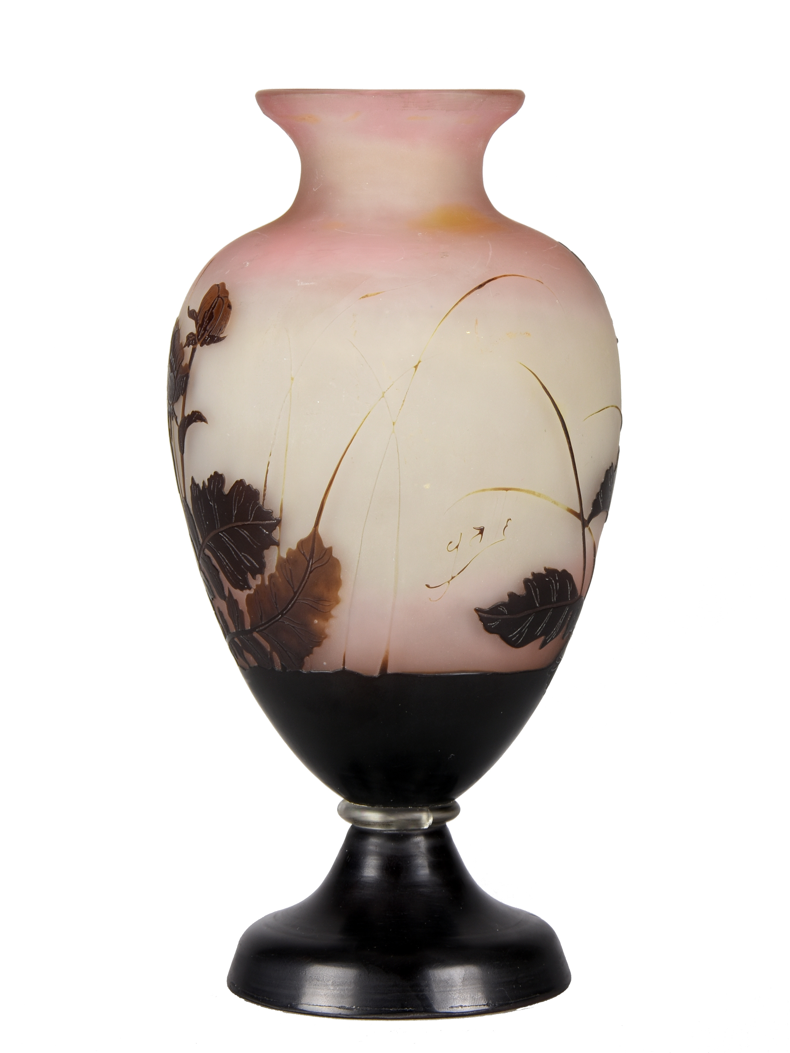 Emile Gallé (1846 ~ 1904) French Art Nouveau Cameo Glass Vase. - Image 2 of 3