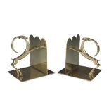 Hagenauer Austrian polished brass Ram and Goat Bookends. Marked to base.