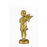 Susan Bizard (1873 ~ 1963) French gilt bronze of a young girl carrying sheaves of wheat.