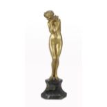 Claire Colinet ( 1880 ~ 1950) French Art Deco golden bronze of 'Darling'