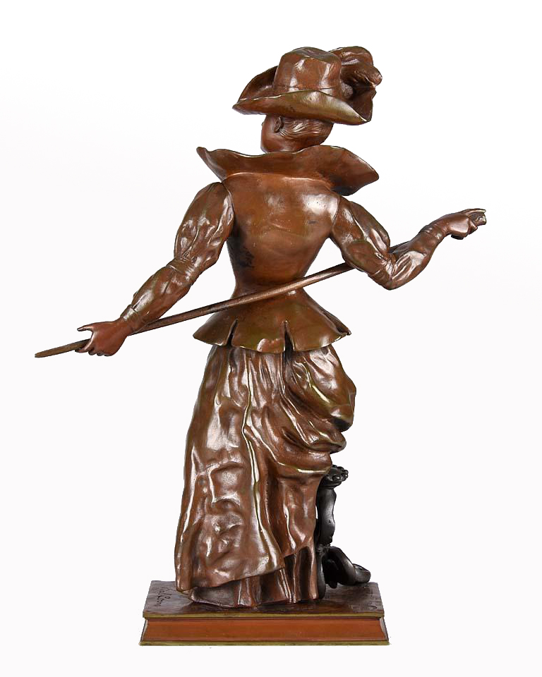 Charles Vital-Cornu (1851 ~ 1927) French Art Nouveau bronze of a woman playing billiards. - Image 2 of 4