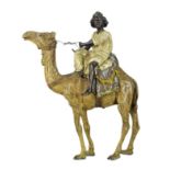 Franz Bergman (1861 ~ 1936) Vienna bronze of an Man Riding a Camel