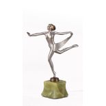 Josef Lorenzl (1892 ~ 1950) Austrian Art Deco silver and enamel painted bronze of a dancer