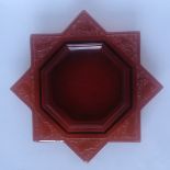 Rene Lalique (1860 ~ 1945) Fauvettes Cendrier - model 282 red coloured glass. Signed R Lalique