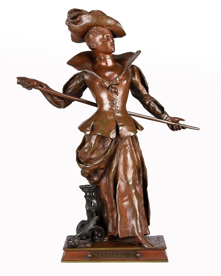 Charles Vital-Cornu (1851 ~ 1927) French Art Nouveau bronze of a woman playing billiards.