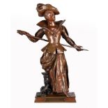 Charles Vital-Cornu (1851 ~ 1927) French Art Nouveau bronze of a woman playing billiards.