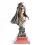 Emmanuel Villanis (1858 ~ 1914) French Art Nouveau bronze bust of 'Bohemienne'.