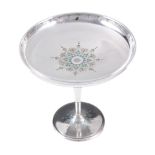 Tiffany & Co, silver & enamel Art Deco tazza, fruit stand or dish. American circa 1925.