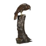Large Japanese Bronze Bird on a branch. Signed under the tail. Circa 1890 - Height 51cm,