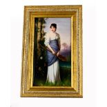 KPM hand painted porcelain plaque of 'Lute Player" after Kaulbach, with KPM stamp