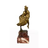 Carl Kauba (1865 ~ 1922) Austrian gilt bronze of a Can-Can Dancer