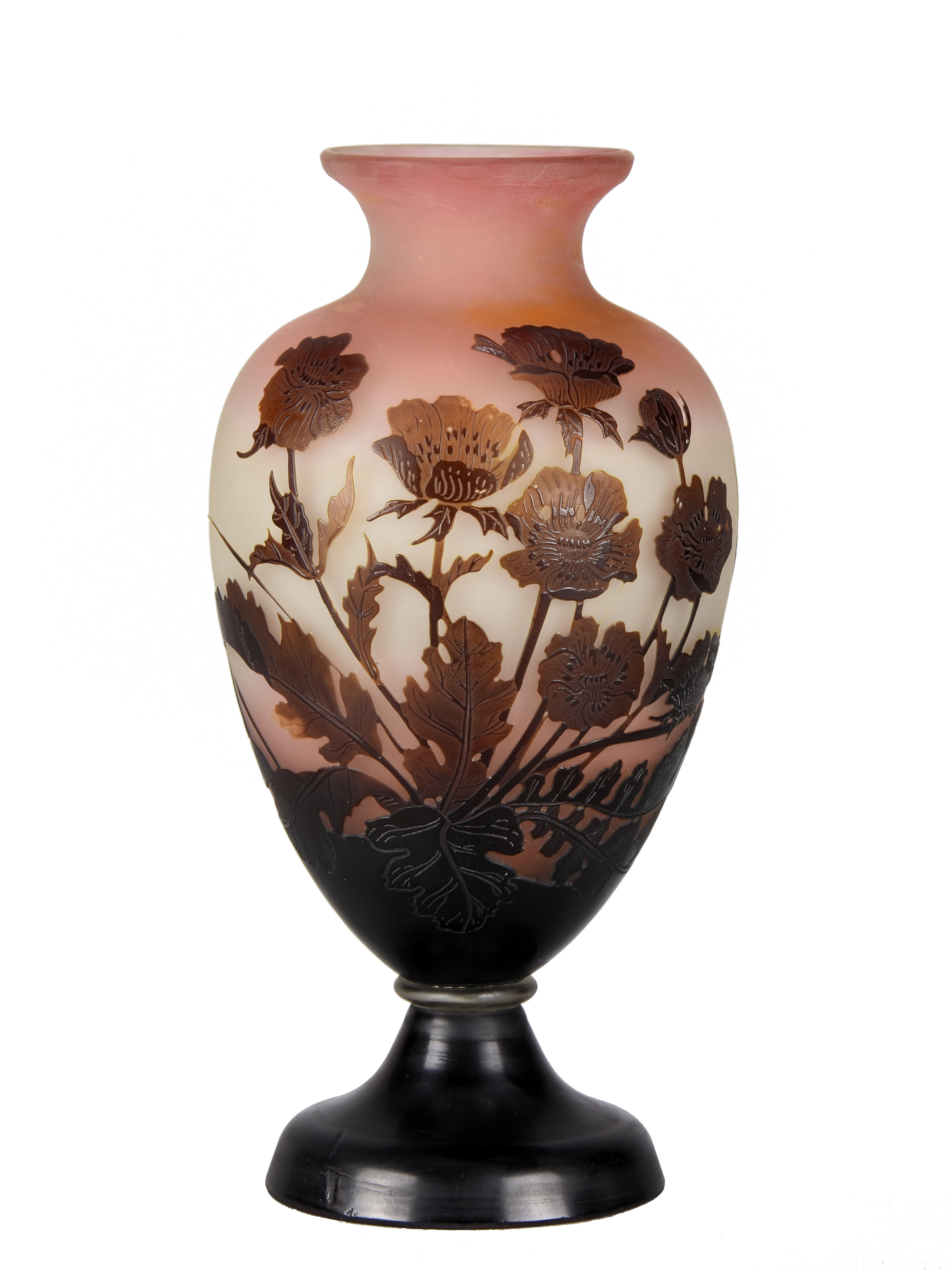 Emile Gallé (1846 ~ 1904) French Art Nouveau Cameo Glass Vase.