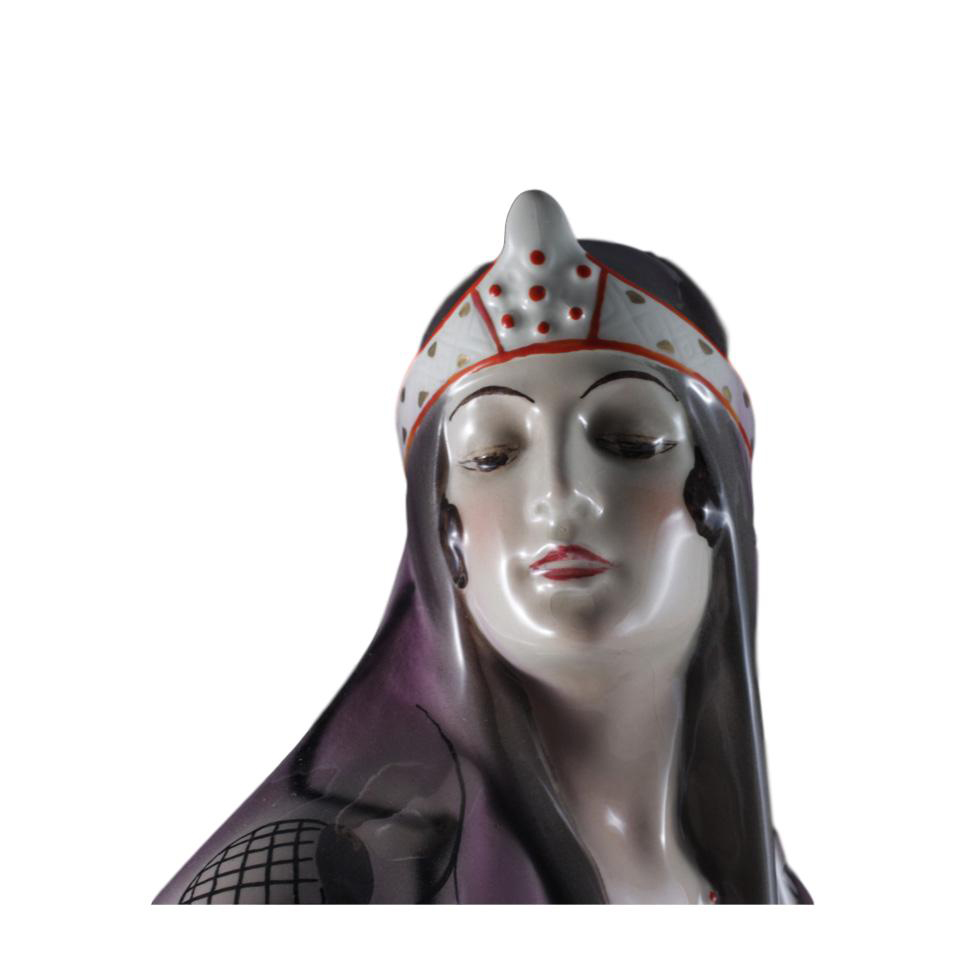 Art Deco Goldscheider Figurine 'Aida' by Josef Lorenzl, model 5281, signed to bottom of cape. - Image 3 of 7