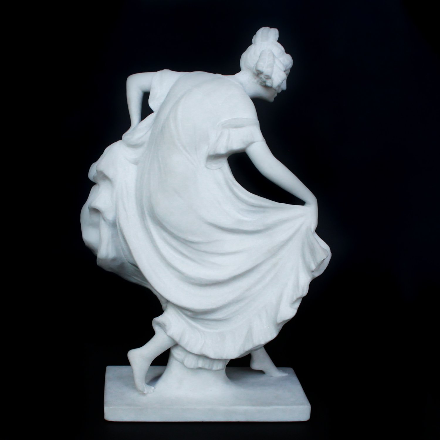 Ernst Seger (1868 ~ 1939) Hand carved white marble of a dancer wearing long dress. Signed E Seger. - Image 6 of 8