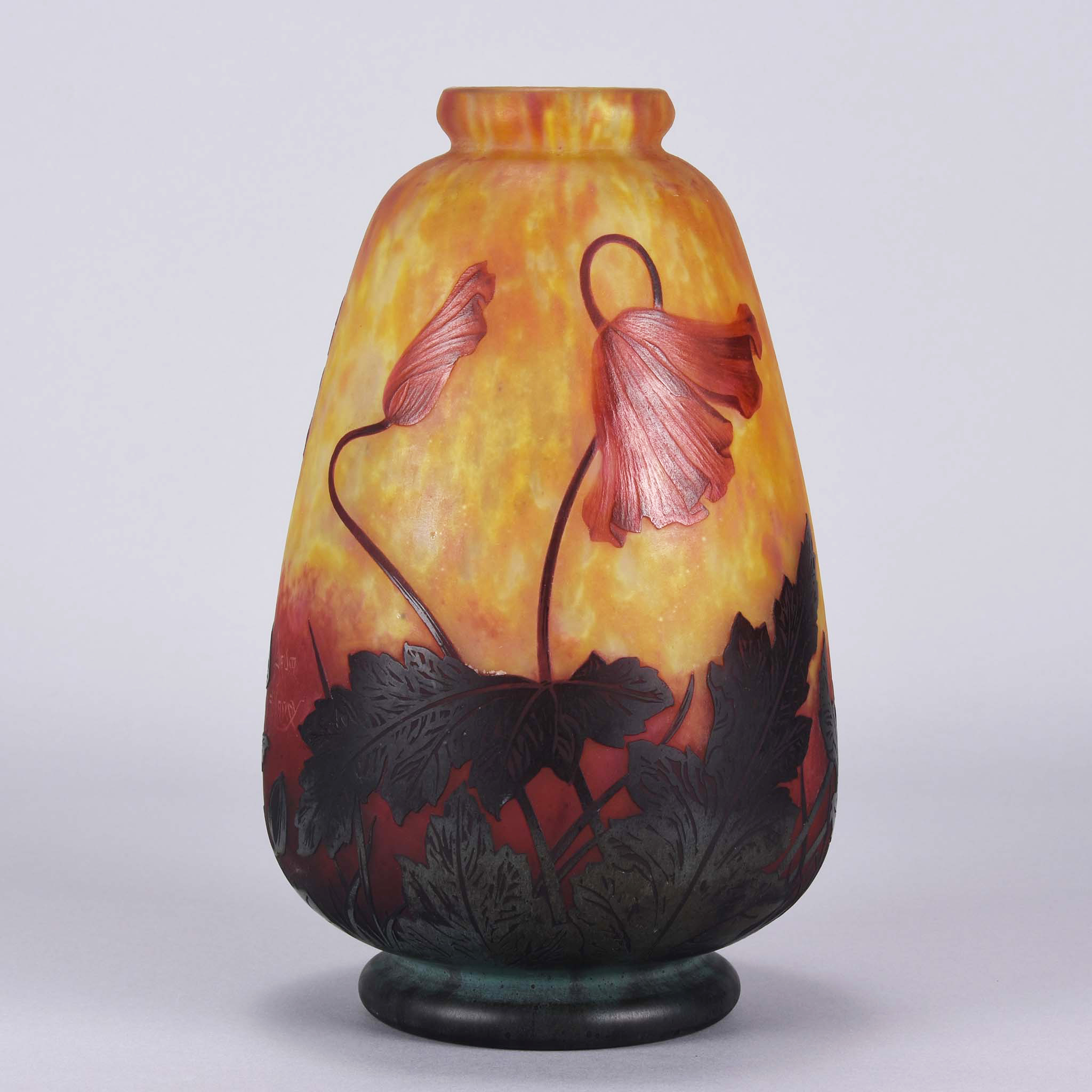 Daum Frères (late 19th Century) French Art Nouveau etched and enamelled cameo glass vase. - Image 2 of 5