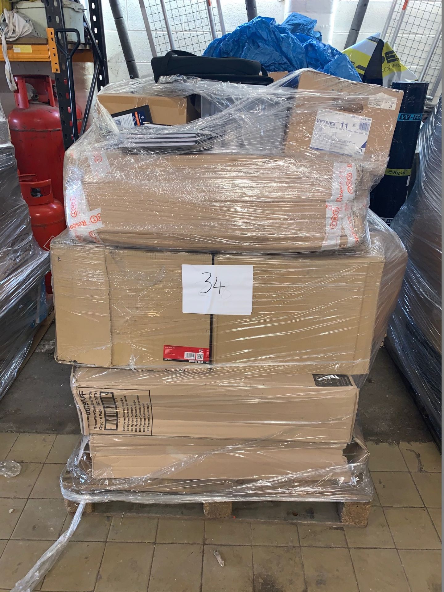 1 x Pallet of Mixed Stock/Stationery Including Lever Arch Files, Box Files, Envelopes, Paper