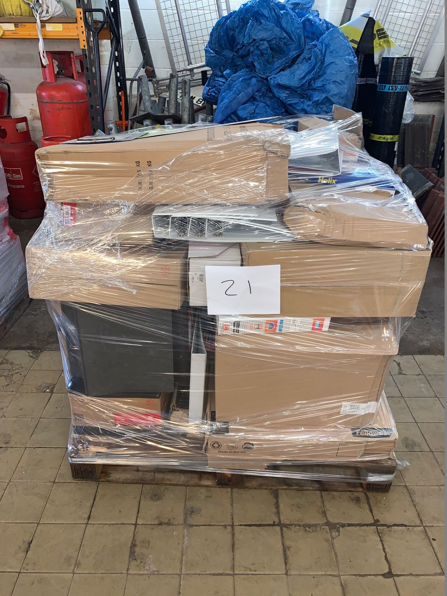 1 x Pallet of Mixed Stock/Stationery Including Cash Boxes, Lever Arch Files, Envelopes, Privacy