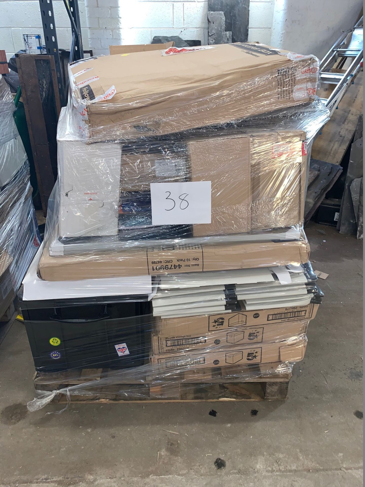 1 x Pallet of Mixed Stock/Stationery Including Esselte Products, Storage Tubs, Bankers Boxes,