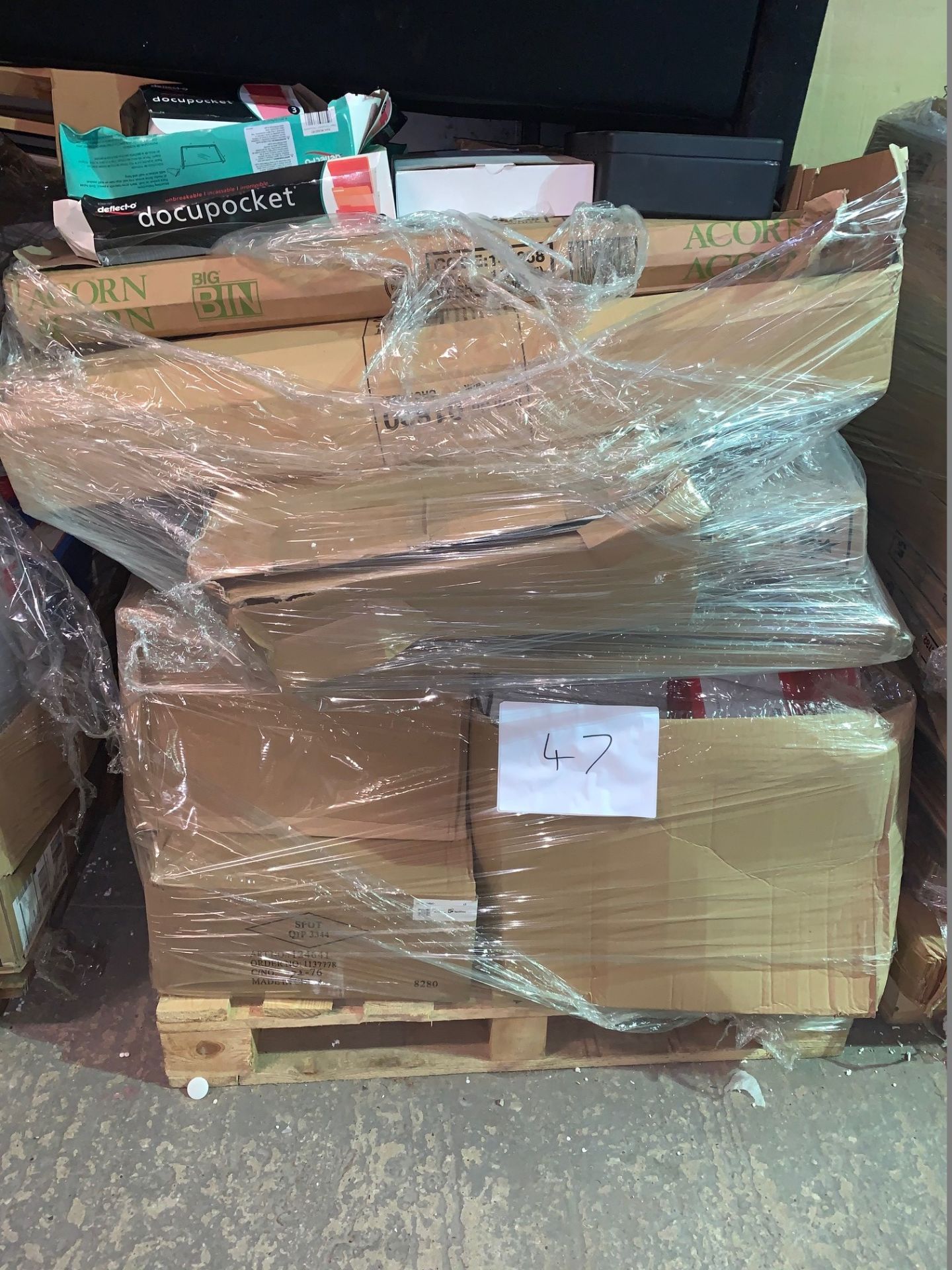 1 x Pallet of Mixed Stock/Stationery Including Recycling Bins, Bankers Boxes, Document Wallets,