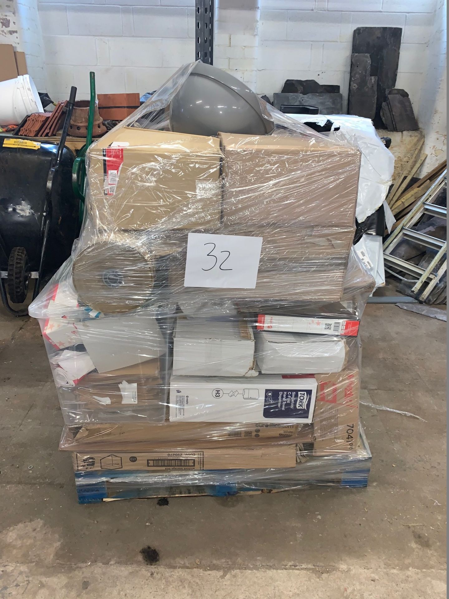 1 x Pallet of Mixed Stock/Stationery Including Tork Products, Archive Boxes, Box Files, Lever Arch