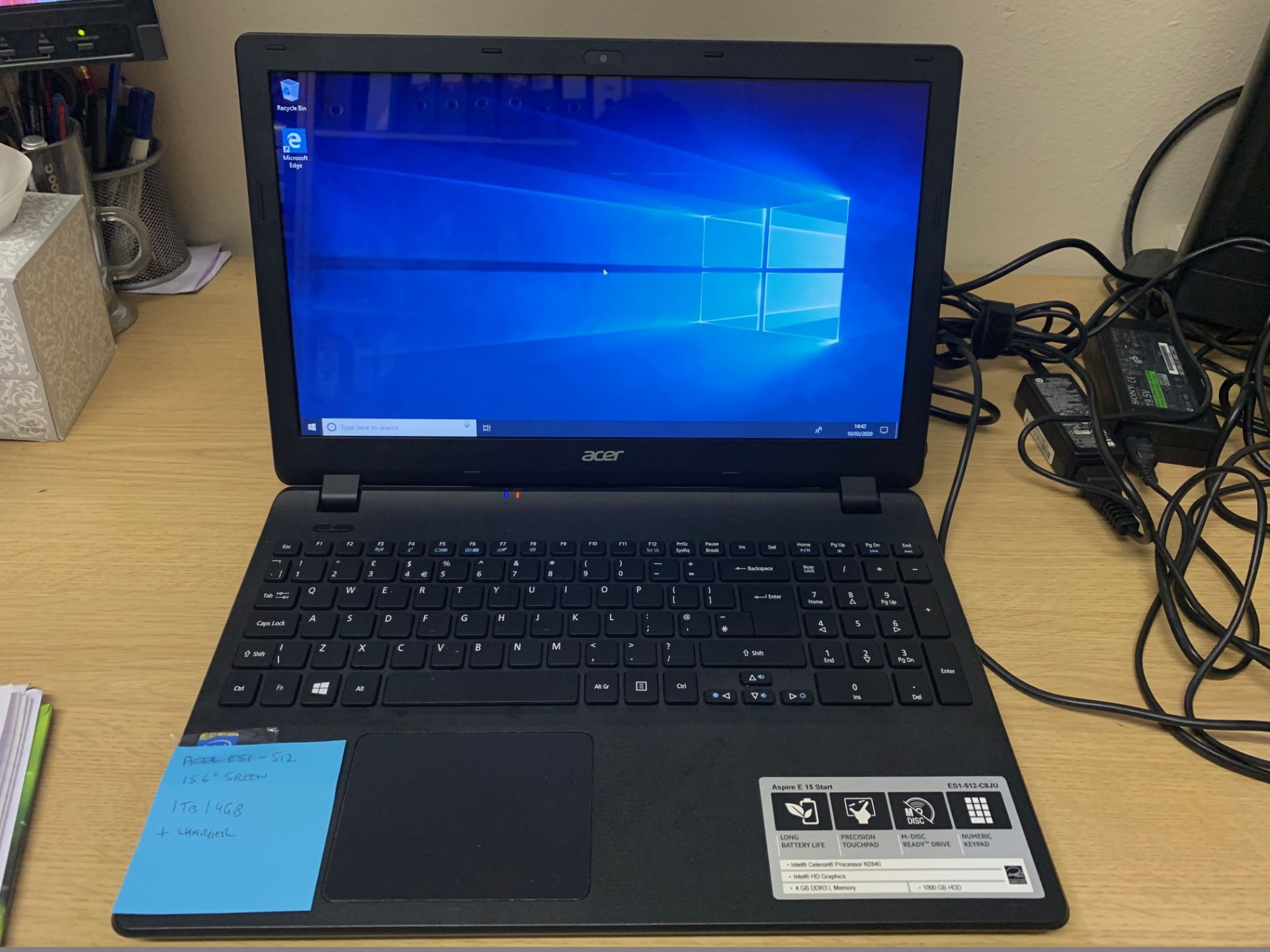 Acer E51-512 Laptop - 1TB Hard Drive, 4GB RAM, 15.6" Screen, Loaded With Windows 10 & Complete
