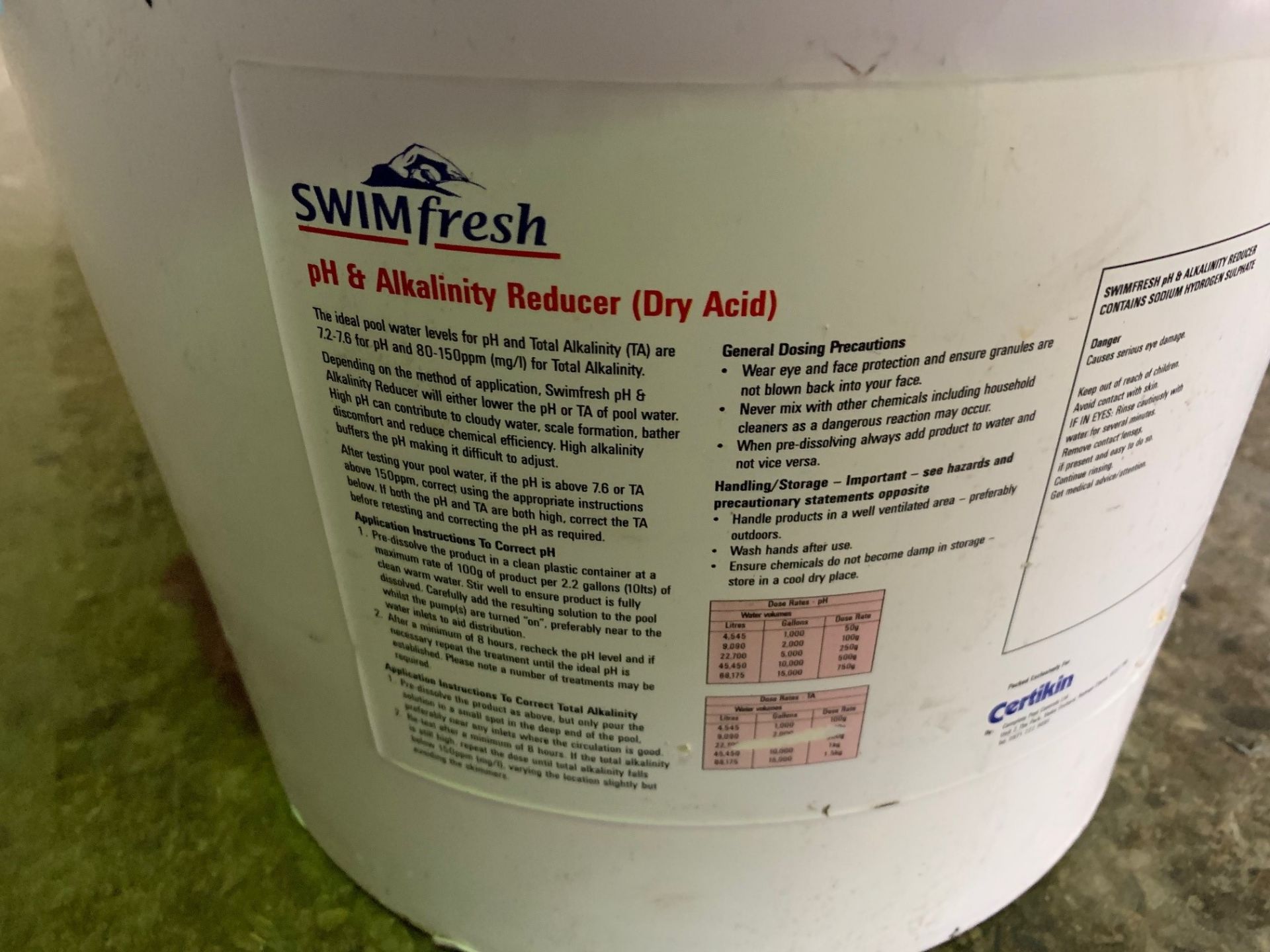 2 x SWIMFRESH 25KG PH & ALKALINITY REDUCER - DRY ACID (RRP £68 Per Tub) - Image 2 of 2