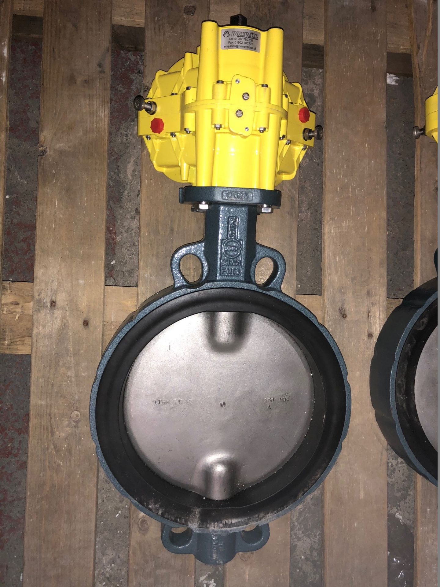 10" Cast Iron Butterfly Valve With a Kinetrol Model 10 Actuator Attached