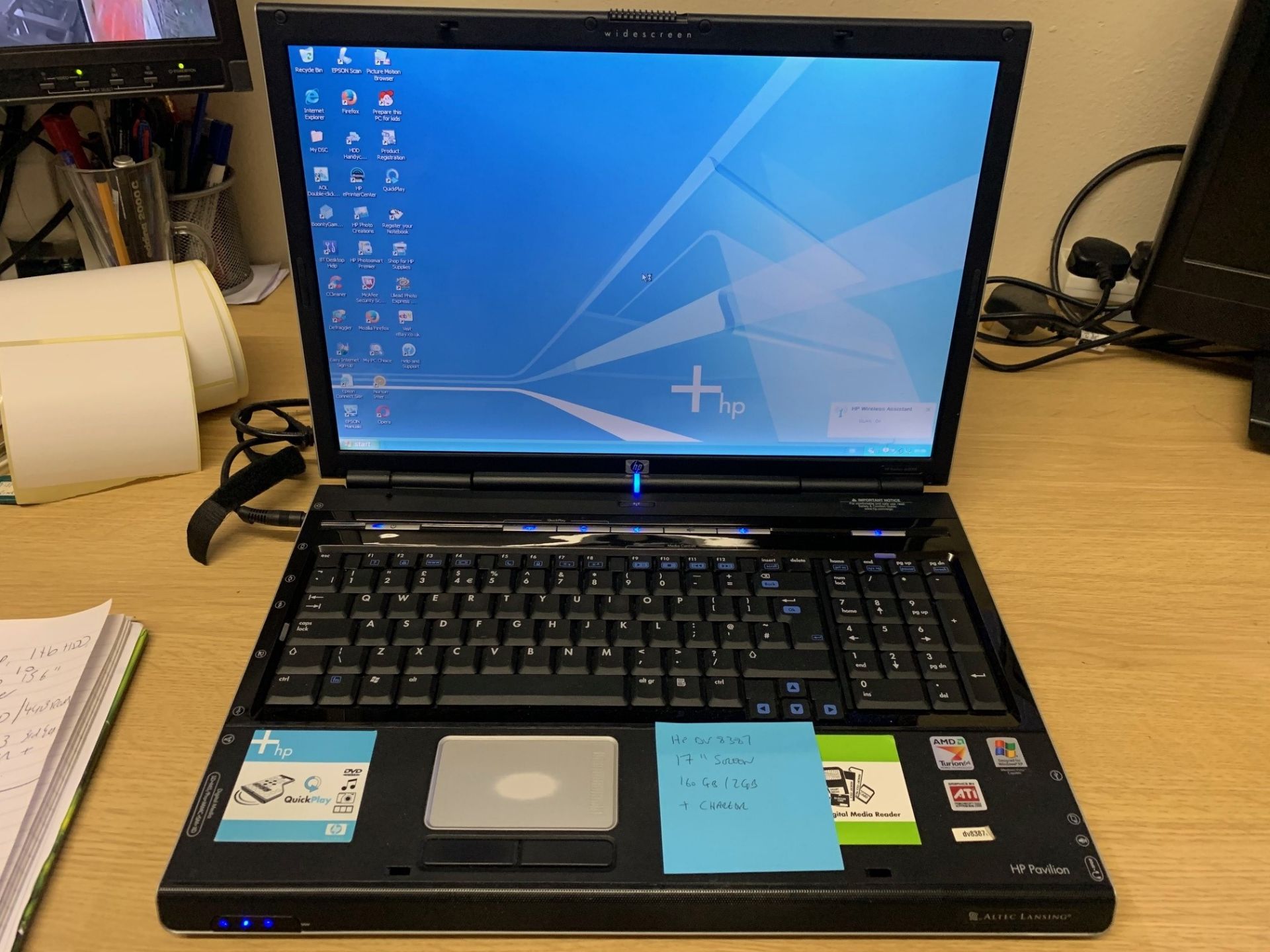 HP DV8387 Laptop - 160GB Hard Drive, 2GB RAM, 17" Screen, Loaded With Windows XP & Complete With