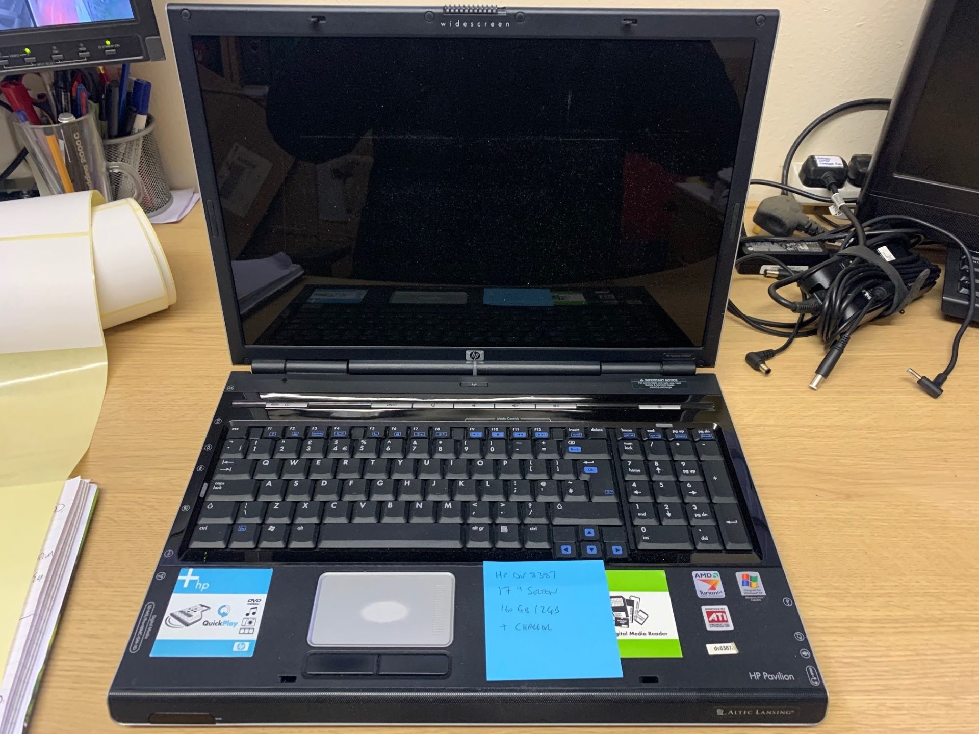 HP DV8387 Laptop - 160GB Hard Drive, 2GB RAM, 17" Screen, Loaded With Windows XP & Complete With - Image 2 of 4