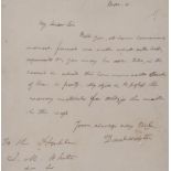 WEBSTER, Daniel (1782-1852). Autograph letter signed ( "Dan 'l Webster"), to J. M. White. N.p., 4 Ma