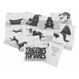 GOREY, Edward (1925-2000).  Dogear Wryde Postcards: Tragedies Topiares Series.  [New York]: n.p., 19