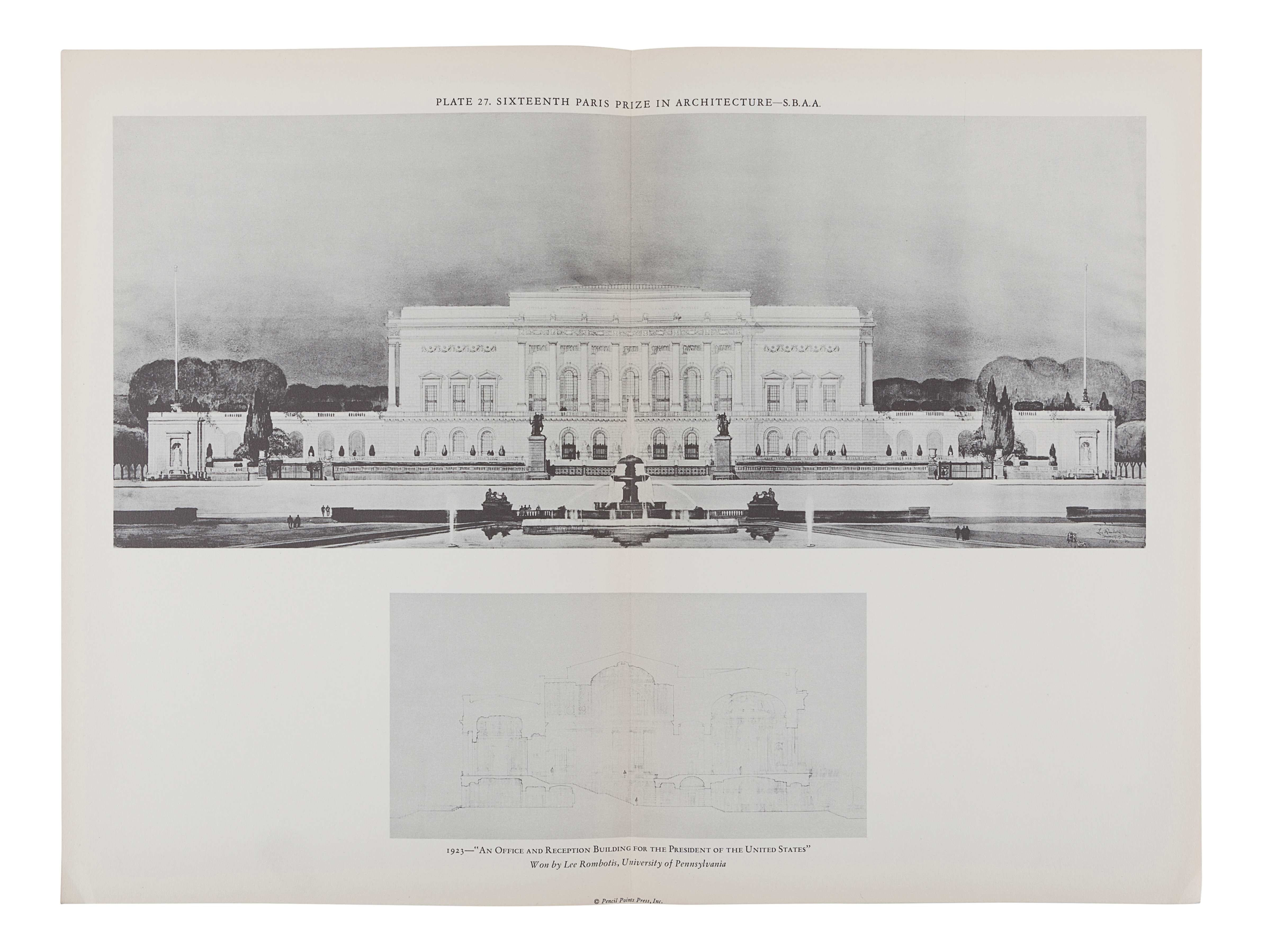 [ARCHITECTURE & DESIGN]. -- SOCIETY OF BEAUX-ARTS ARCHITECTS.   Winning Designs 1904-1927. Paris Pri - Image 2 of 2