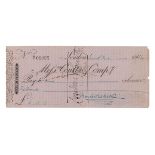 [DICKENS, Charles]. Autograph document, signed ("Charles Dickens"), a check, drawn on Coutts Bank, p