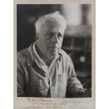 FROST, Robert (1874-1963). Photographic reproduction signed and inscribed ("Robert Frost"), to R.V.