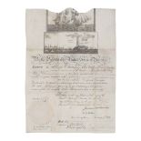 MONROE, James (1758-1831). Engraved document signed as President ( "James Monroe"), COUNTERSIGNED BY