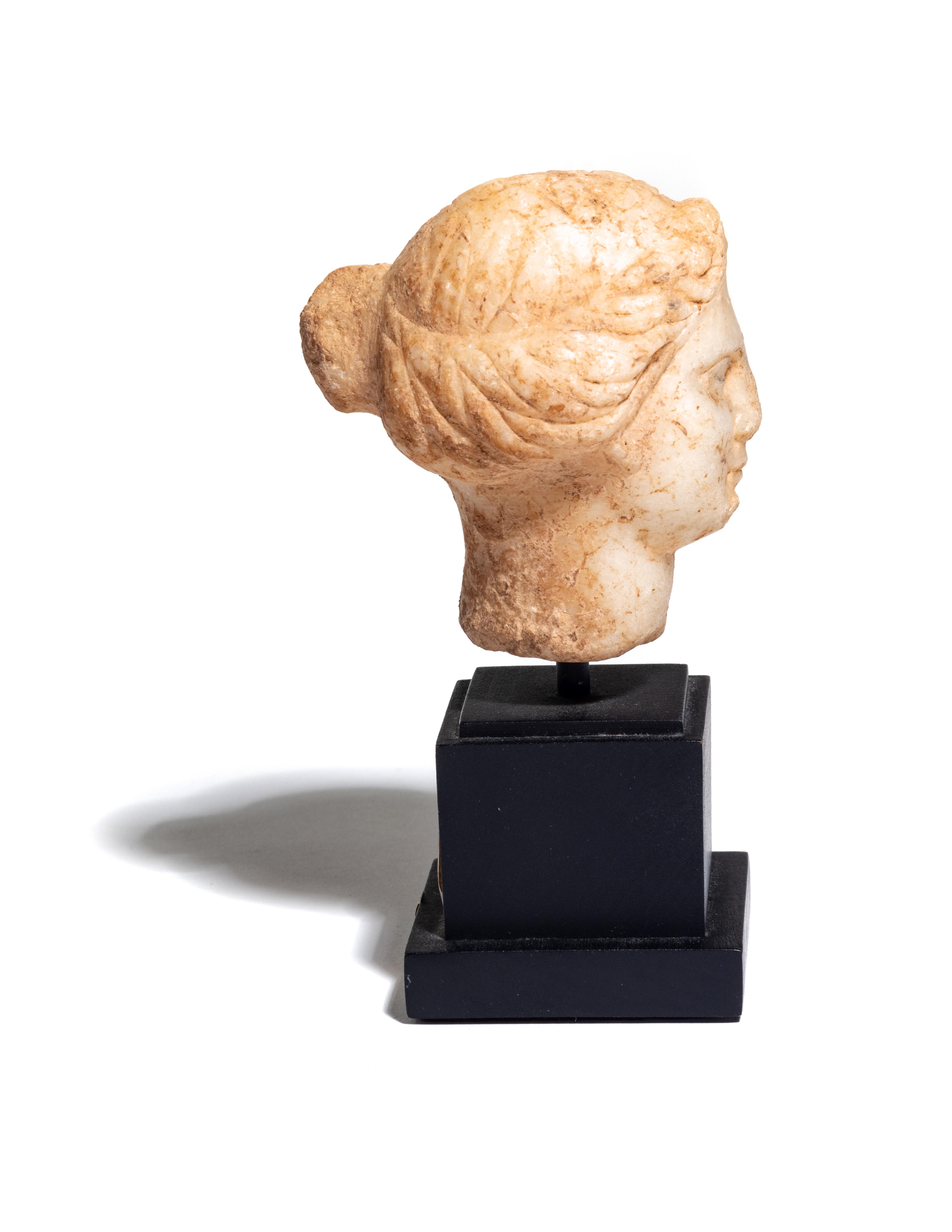 A Greek Marble Head of Aphrodite Height 3 1/2 inches. - Image 4 of 5