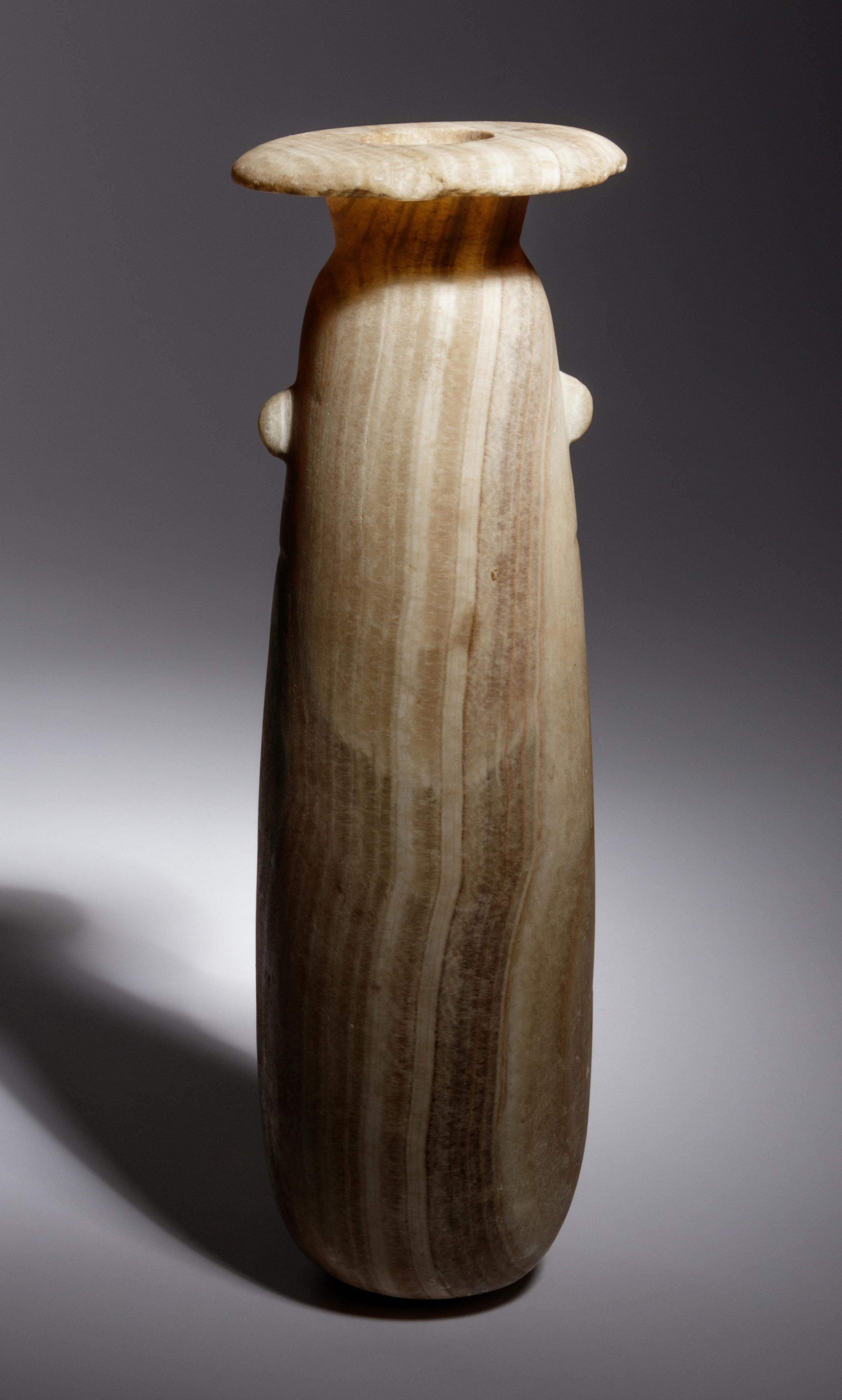 A Large Egyptian Alabaster Alabastron Height 9 3/4 - Image 4 of 4