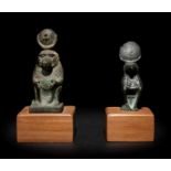 Two Egyptian Bronze Thoth Baboons Height of taller