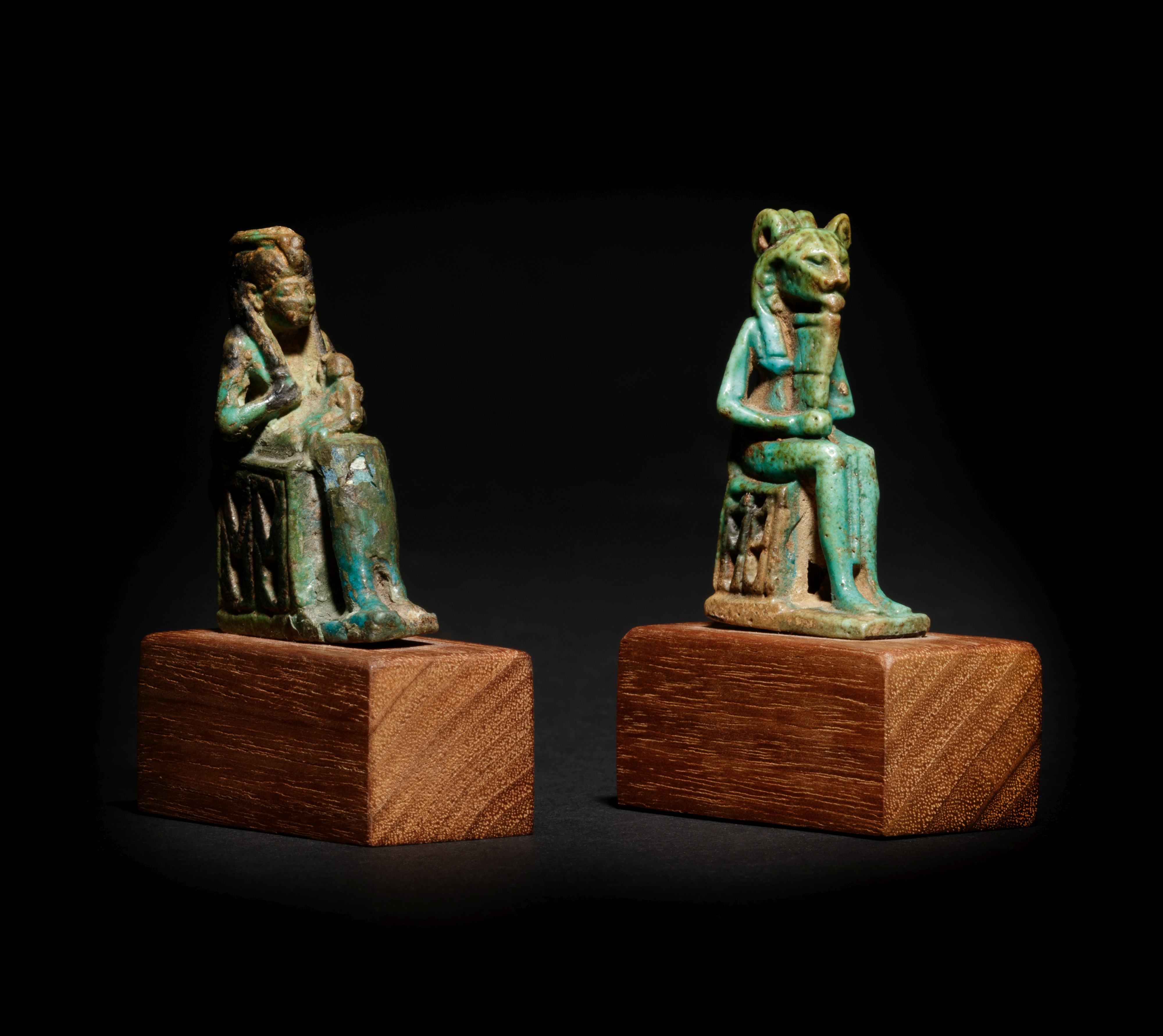 An Egyptian Faience Isis and Horus and an Egyptian