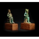 An Egyptian Faience Isis and Horus and an Egyptian