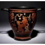 A Large Apulian Red-Figured Skyphos with Eros Height 10