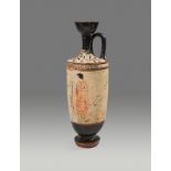 An Attic White-Ground Lekythos Height 10 inches.