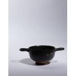 A South Italian Black-Glazed Skyphos  Height 2 3/4 x