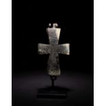 A Byzantine Bronze Reliquary Cross Height 3 1/2 x width
