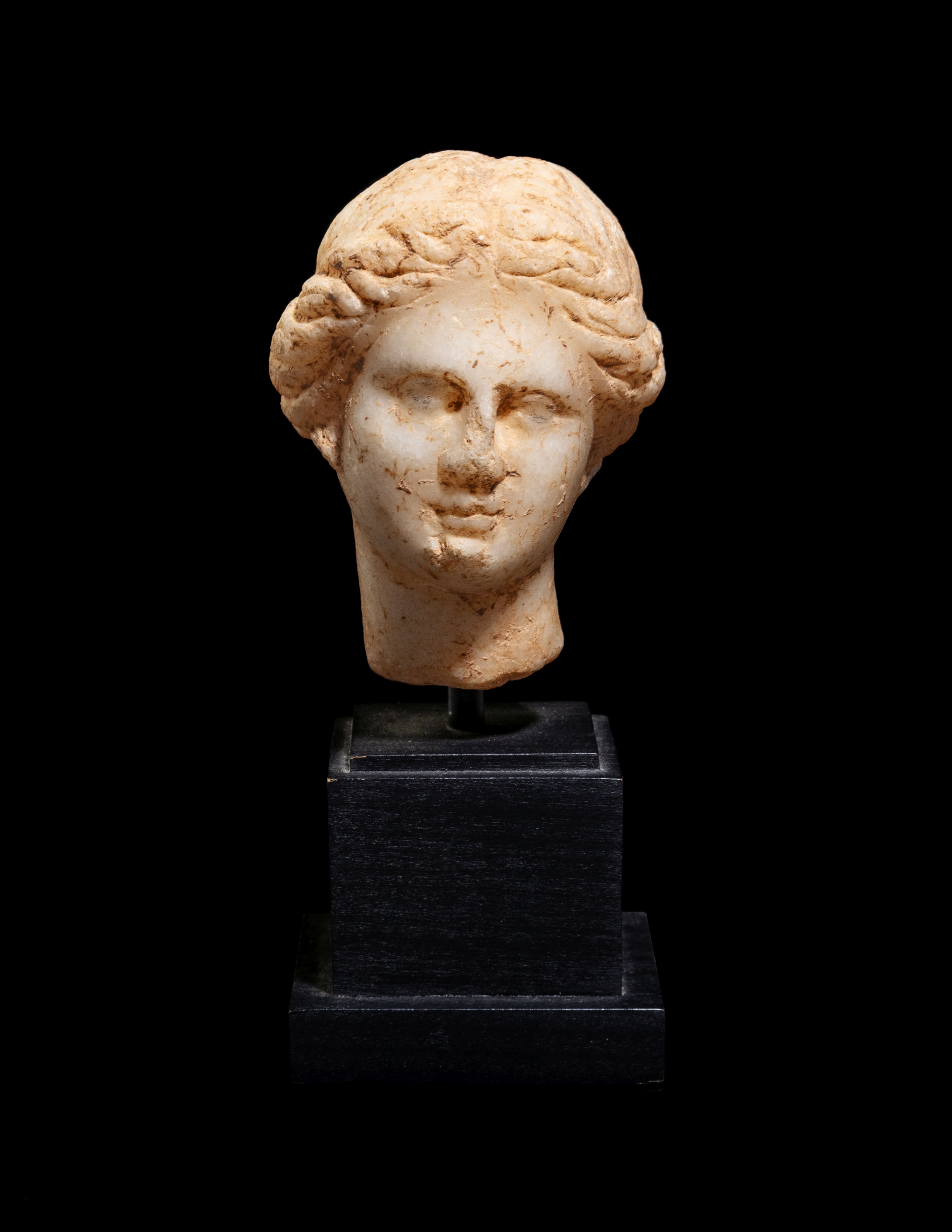 A Greek Marble Head of Aphrodite Height 3 1/2 inches. - Image 5 of 5