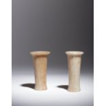 Two Egyptian Alabaster Columnar Vessels Height of