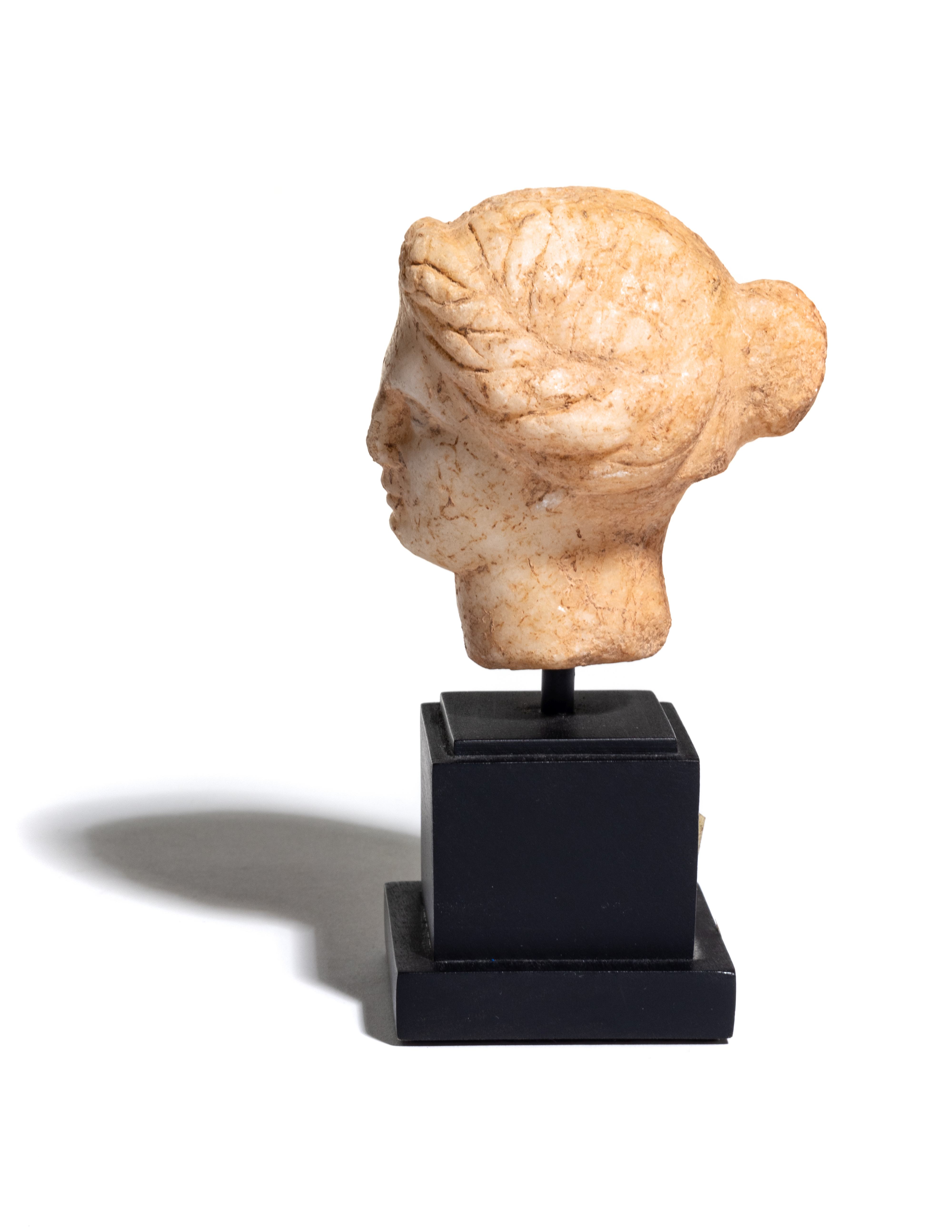 A Greek Marble Head of Aphrodite Height 3 1/2 inches. - Image 2 of 5