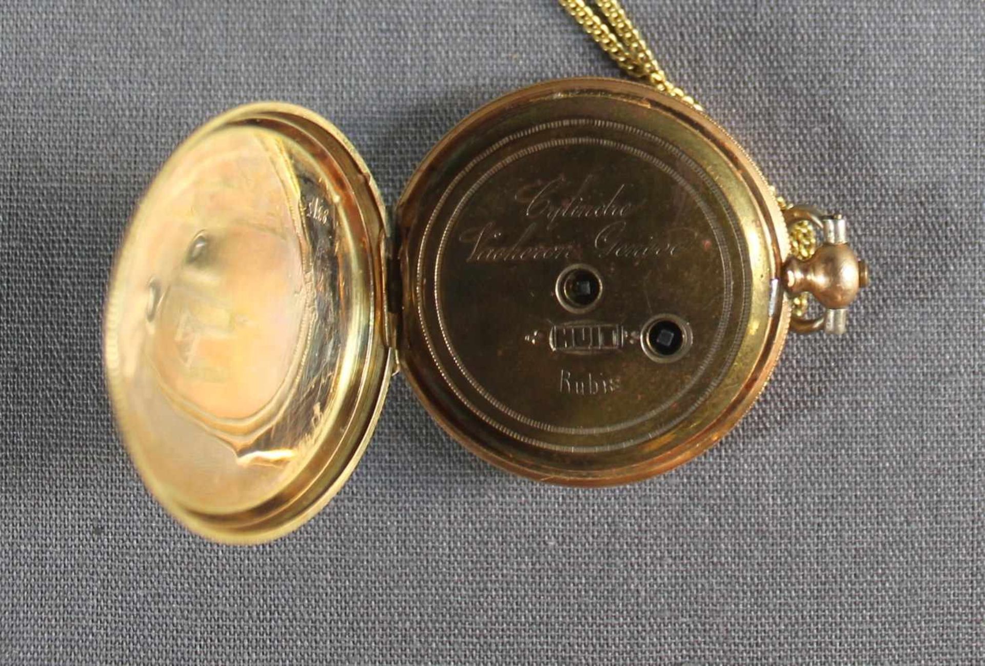 1 Damen-Taschenuhr 14kt.Gg (585/000), Schlüsselaufzug, No. 51511, weißes Zifferblatt, schwarze - Bild 3 aus 4