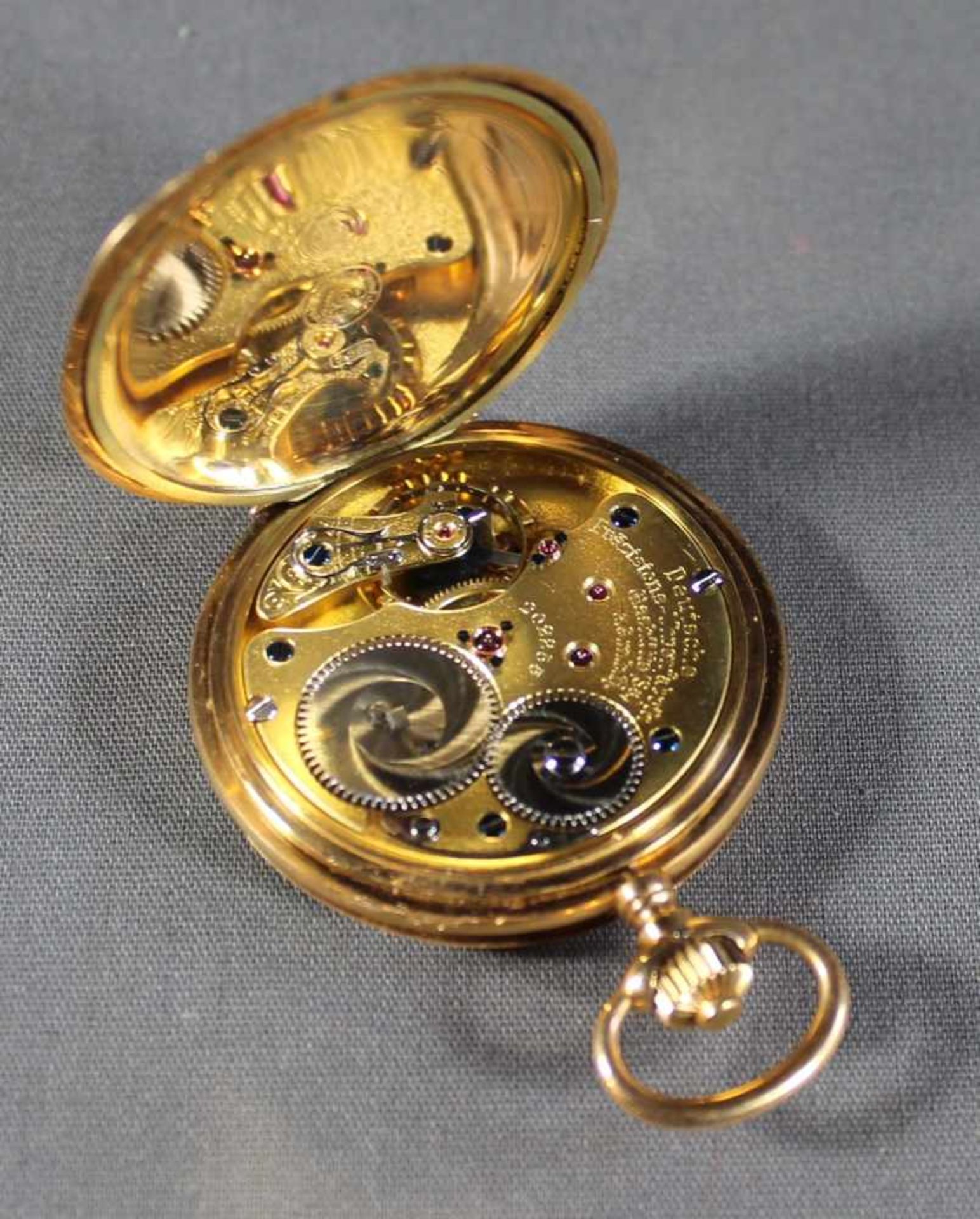 1 Sprungdeckeluhr 14kt.Gg (585/000) "Deutsche Präzisions-Uhrenfabrik Glashütte E.G.M.B.H.", - Bild 5 aus 5
